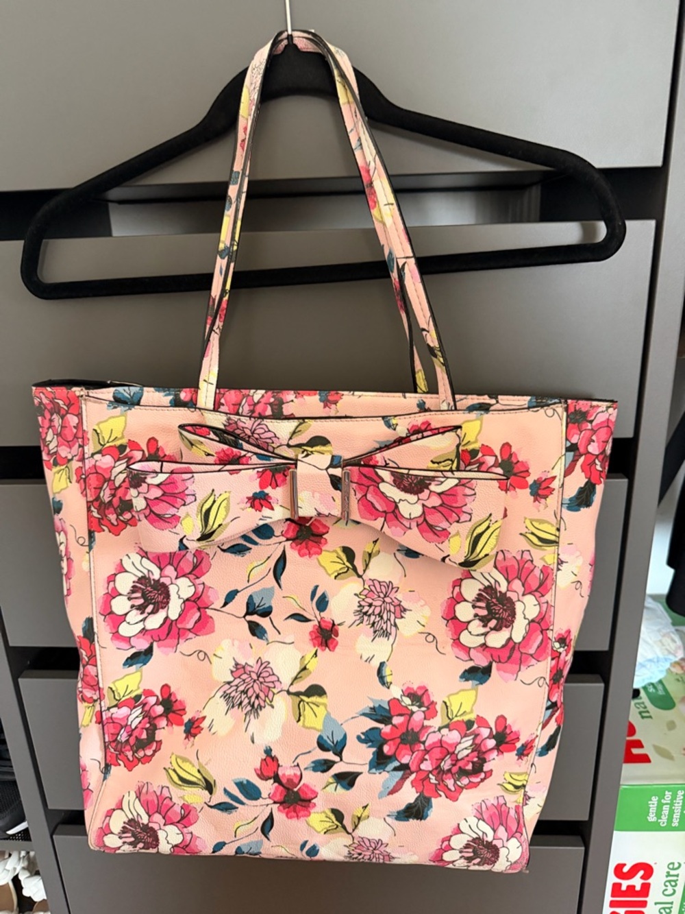 Floral Pink Bow Tote Bag - Women